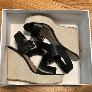 Elegant Black Wedge Sandals
